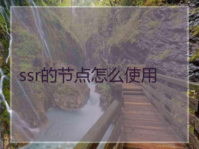 ssr的节点怎么使用 ssr的节点怎么使用