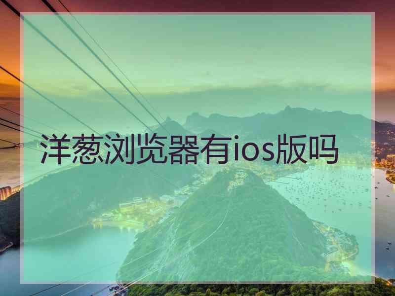 洋葱浏览器有ios版吗 洋葱浏览器有ios版吗